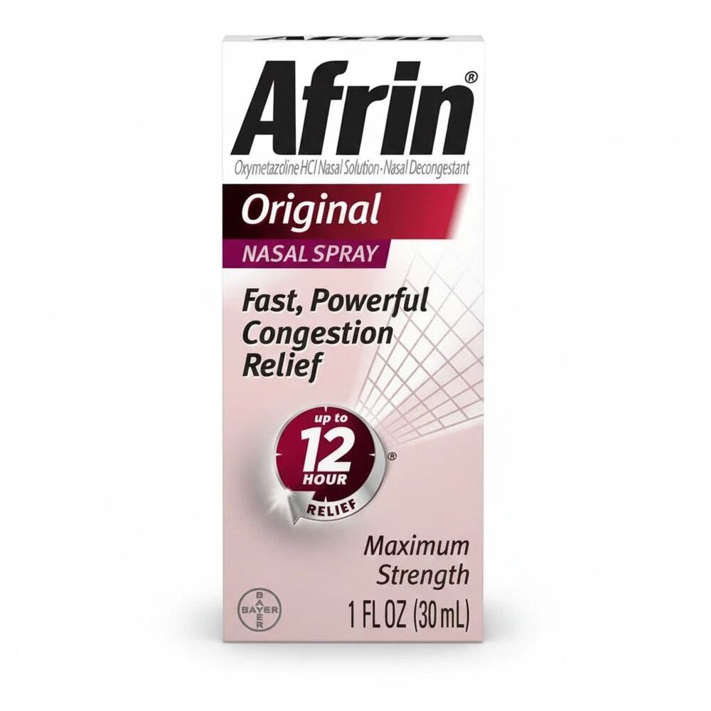 Afrin Original Nasal Spray Maximum Strength 12Hr Congestion Relief, 1 oz